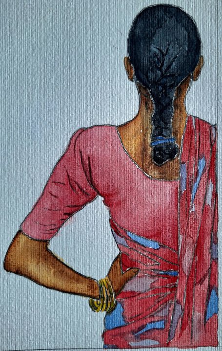 Elegante Inderin in Aquarell